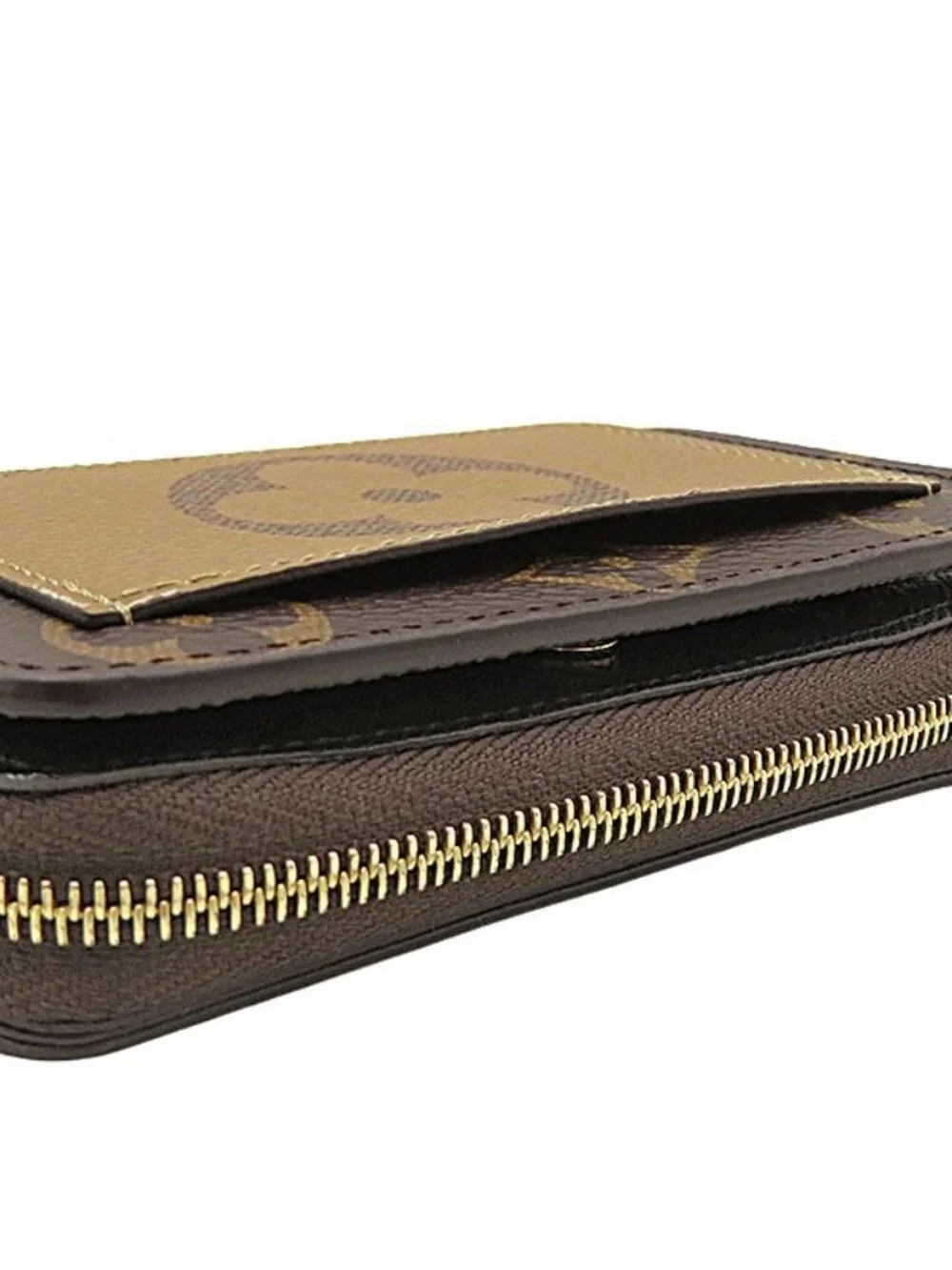 Louis Vuitton Bifold Wallet Portefeuille Lou Monogram Canvas Reverse Gold Brown
